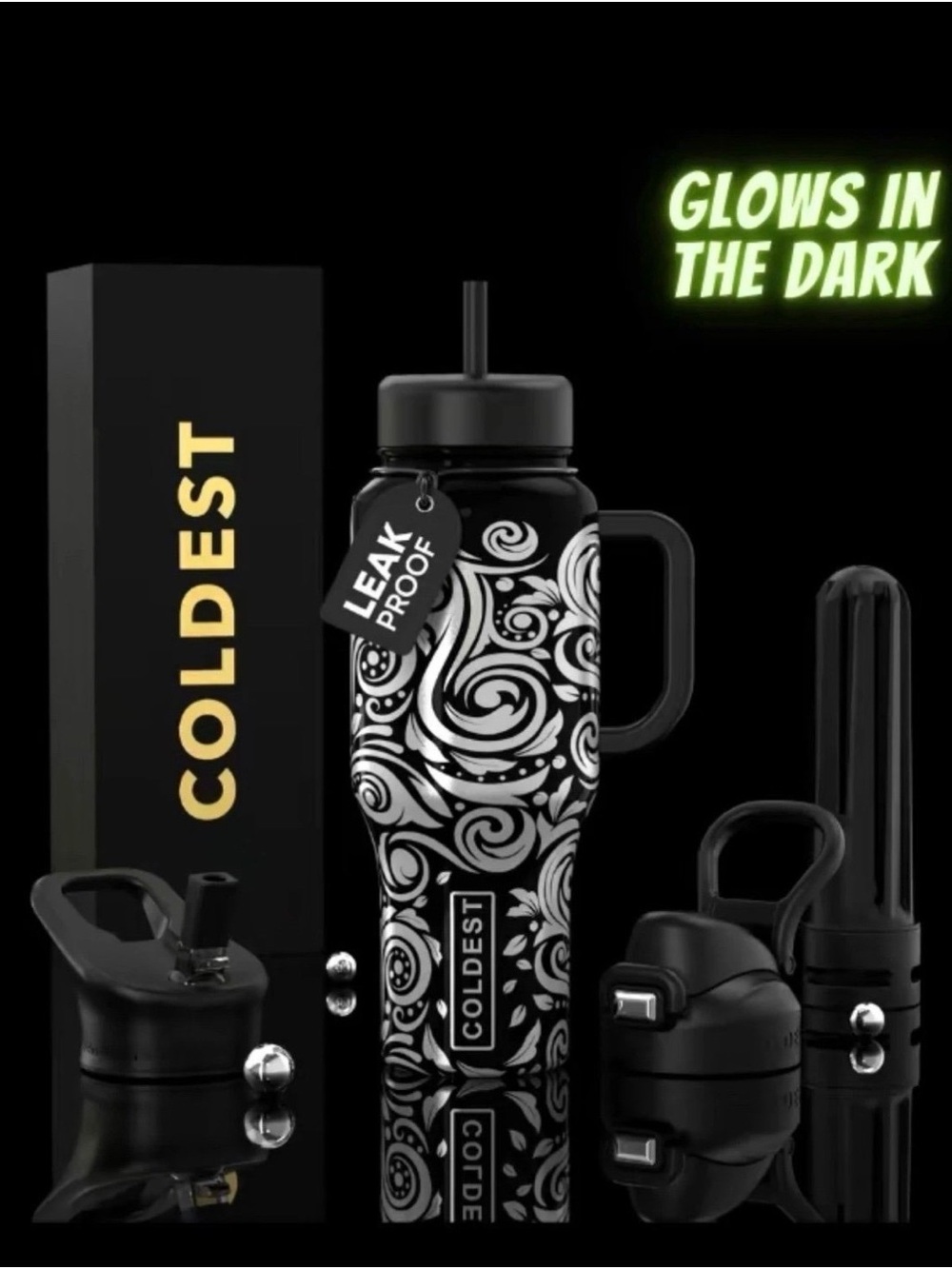 Coldest Glow-in-the-Dark Insulated Travel Mug — Black & White